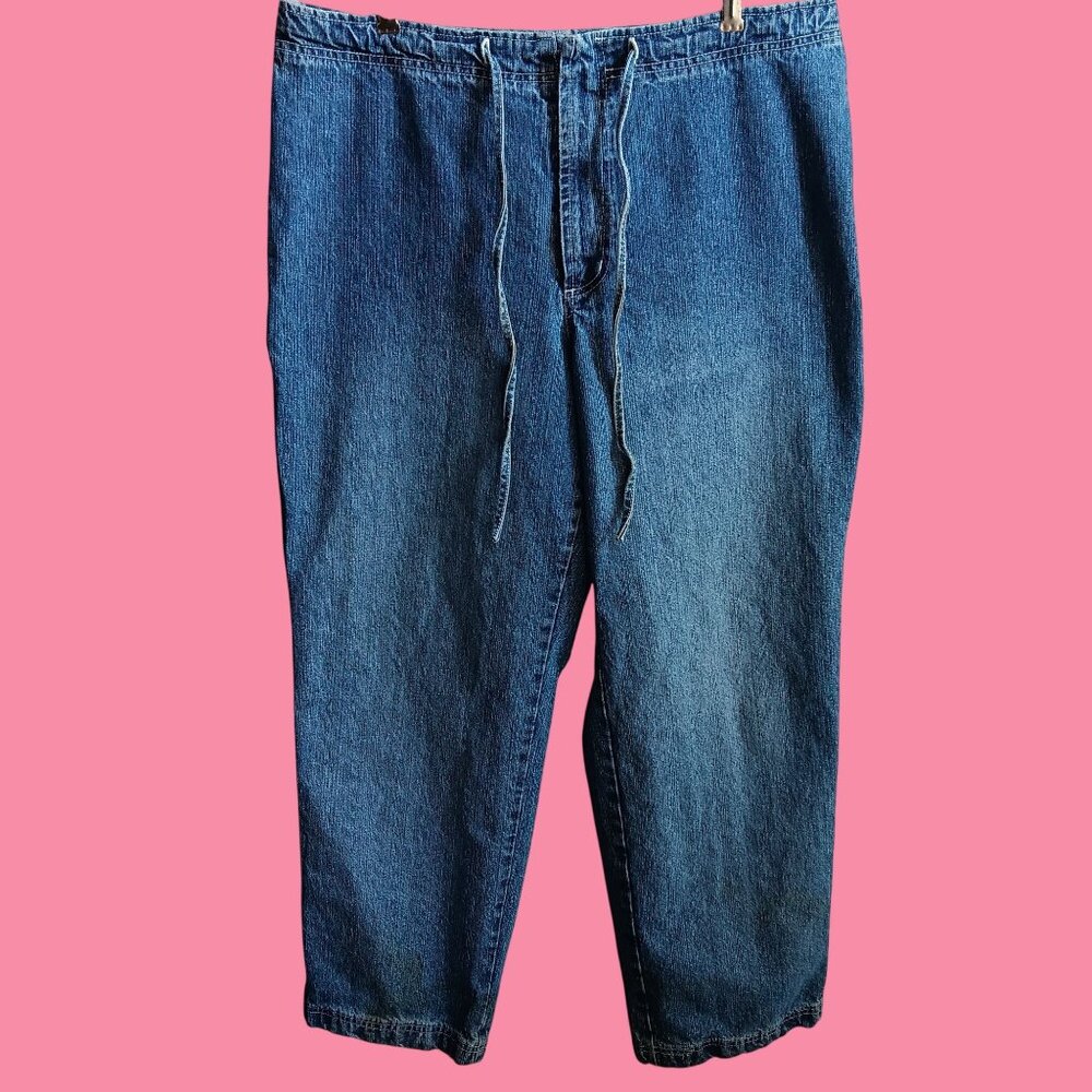 36x31 sz 16 Venezia Jeans Vtg Y2K 90's Loose Fit Blue Denim Drawstring Waist